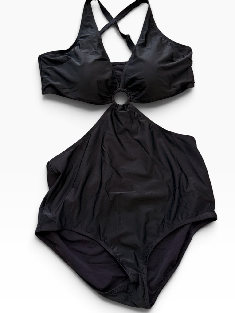 torrid Black One-Piece Side Cutout Swimsuit with Ring Detail 2X